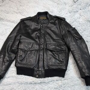 Vintage Yamaha Jacket Mens 38 Black Leather Softshell Moto Elbow Padded‎ Zip Up